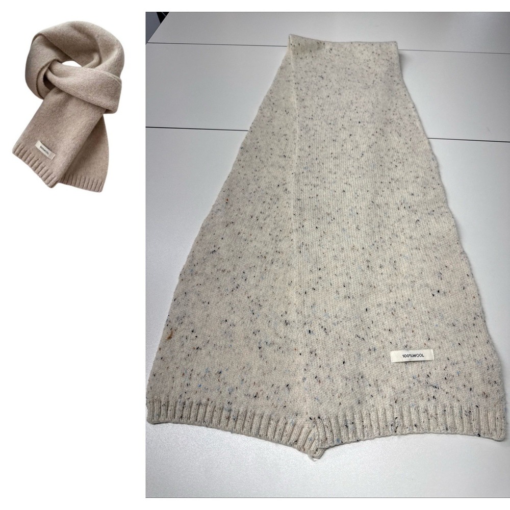 Natural 100% Wool Scarf - Luxury Australian Wool Flecks Speckled Cream Luxury